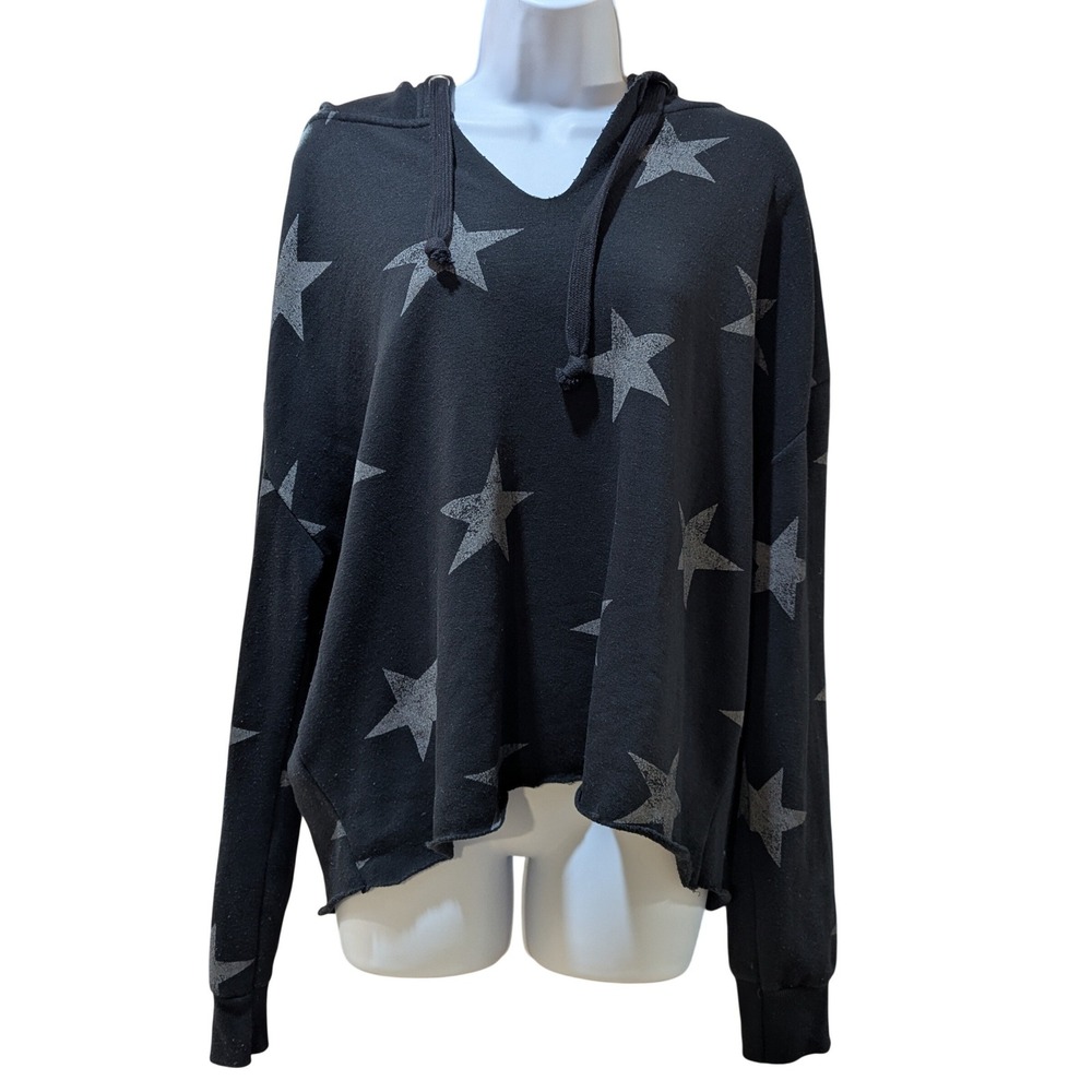 Vintage Havana Black Star Print Oversized Hoodie Sweatshirt Women's Size Medium